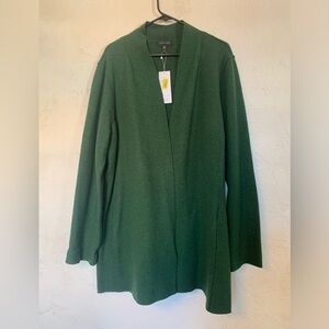 Eileen Fisher NWT Signature Boiled 100% Wool Coat XL Forest Green Luxury